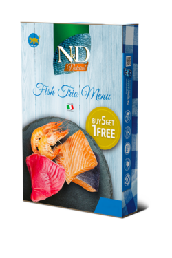 N&D Cat konzerv Fish Trio Menu 6x70g csomagolás