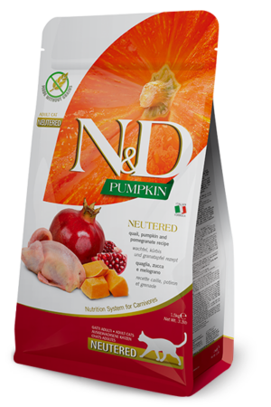 N&D Cat Pumpkin Neutered fürj macskaeledel csomagolás